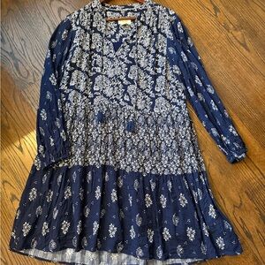 Anthropologie Maeve carlita blue Tiered tunic dress